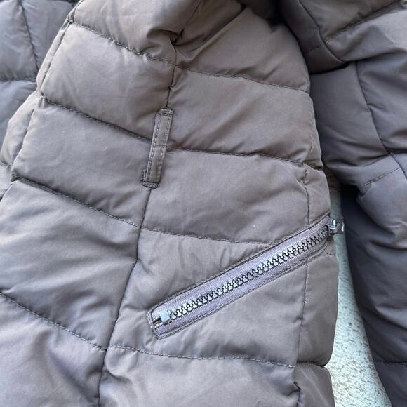 Y2K Women’s Abercrombie & Fitch Brown Puffer Faux Fur Hooded Jacket Size Medium - Picture 8 of 9